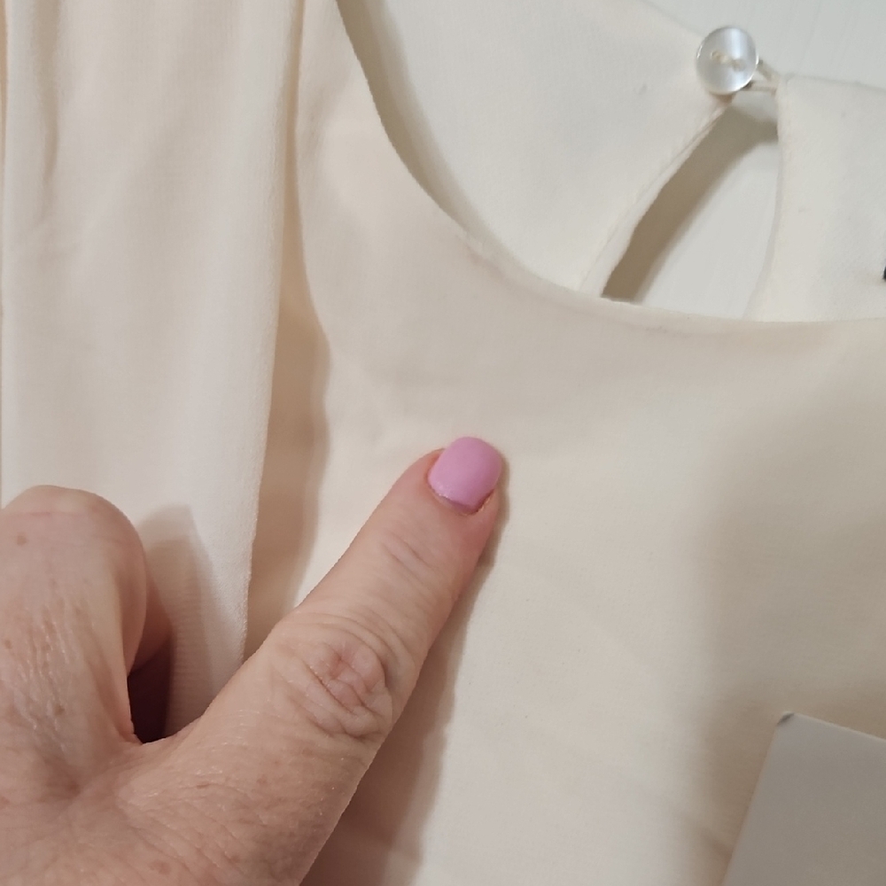 Zara Elegant Cream Long Sleeve Dress - Picture 2 of 4